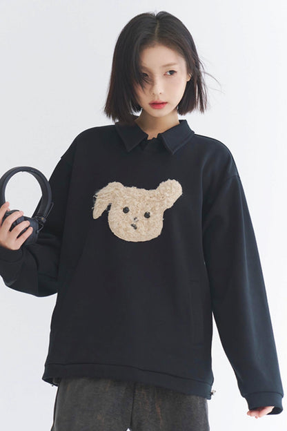 2024 Puppy - Damen Gravity Museum Winter Comfort Plüsch Top Sweatshirt