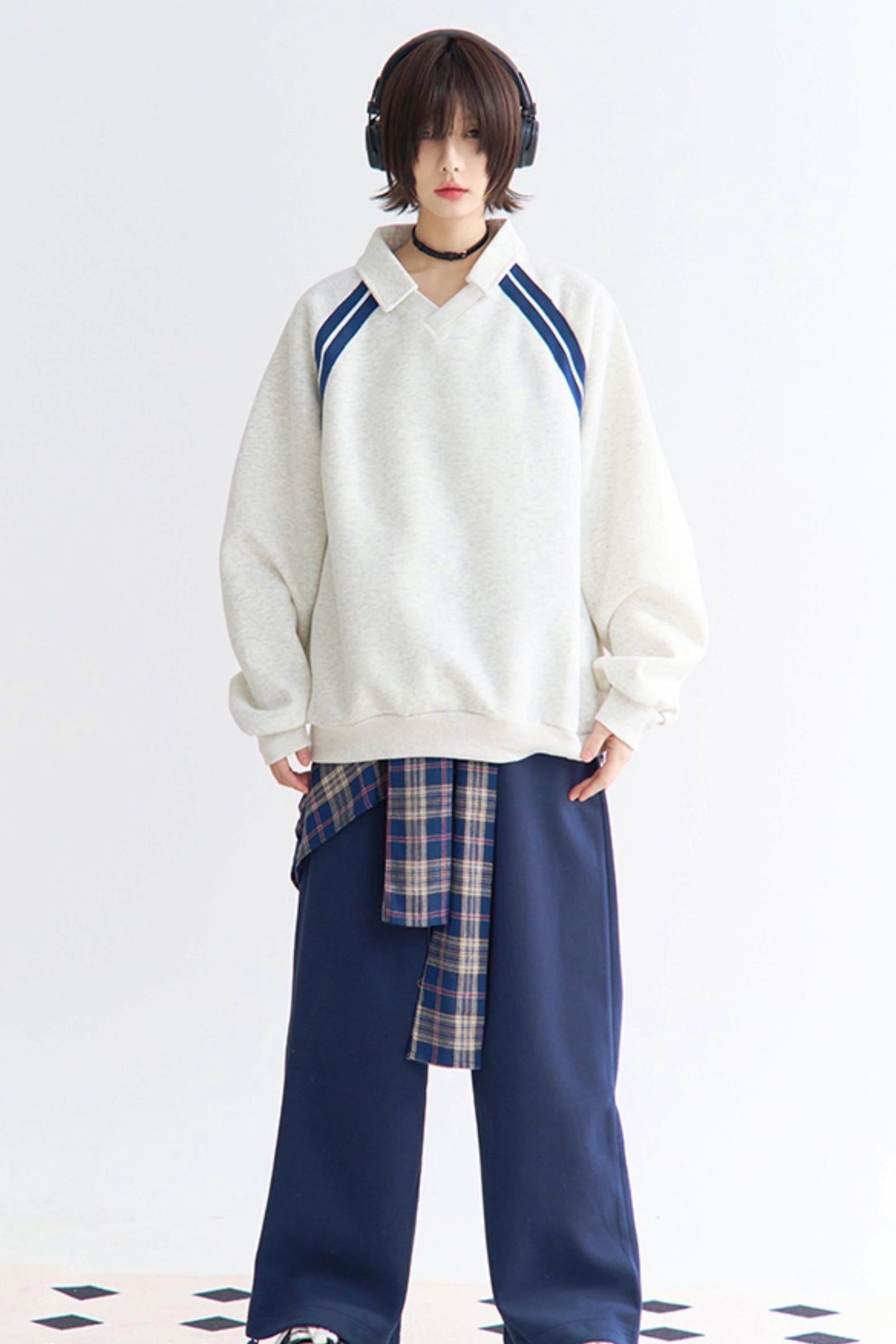 インサートストライプトップスリーブリラックス