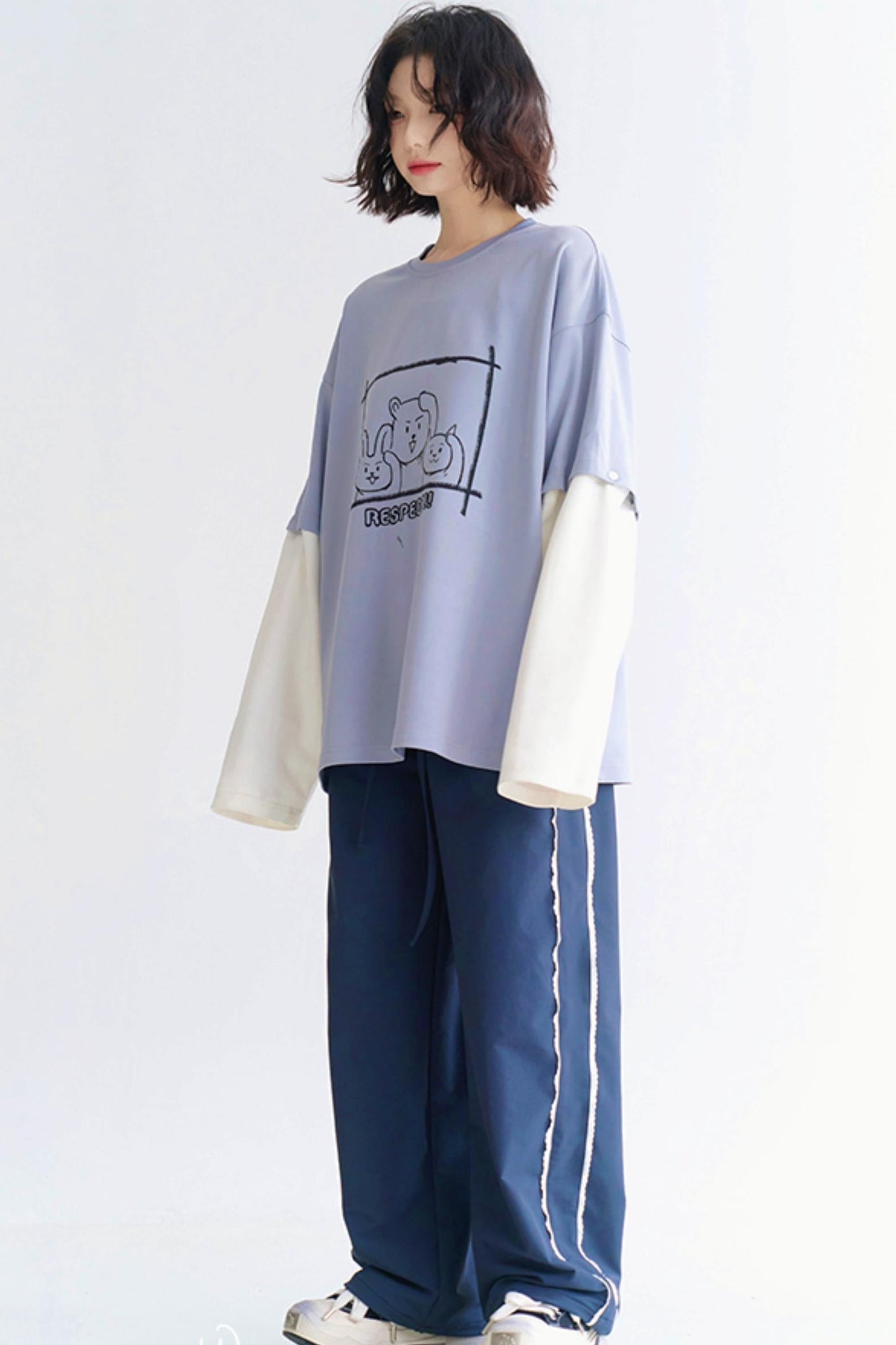 リラックスしたラウンドネックTシャツ レイヤードフィット