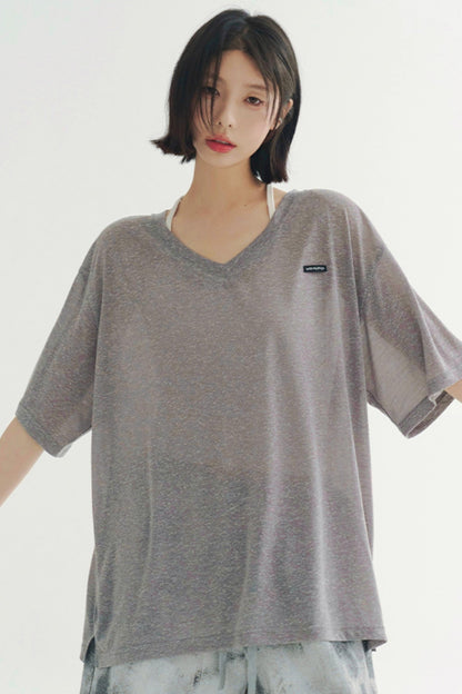 軽量シアーVネックTシャツ