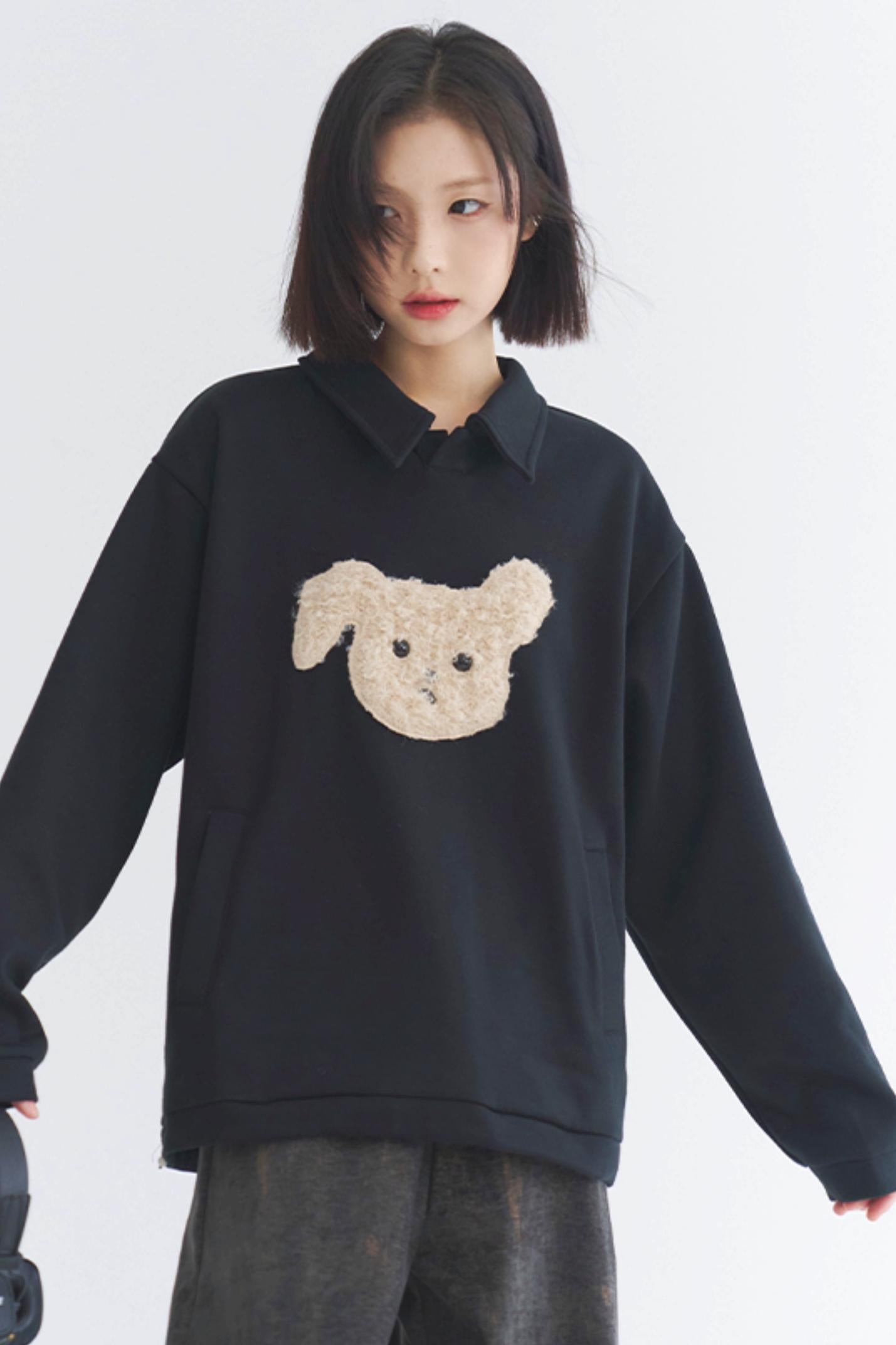 2024 Puppy - Damen Gravity Museum Winter Comfort Plüsch Top Sweatshirt
