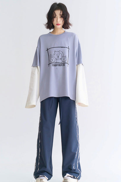 スポーティなレースのカジュアルスタイルパンツ