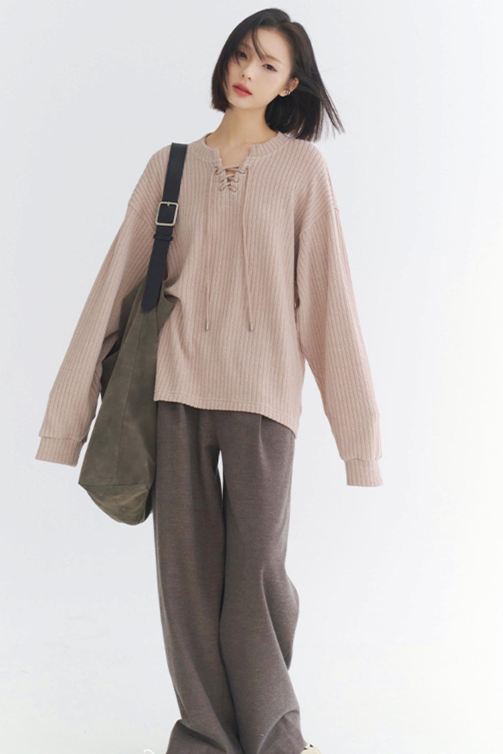 Top oversize en maille à col V