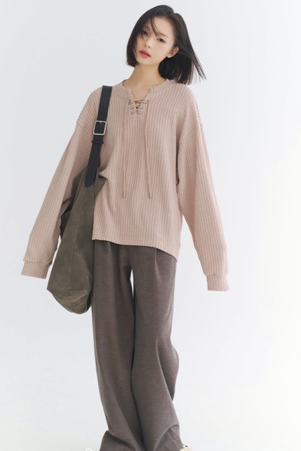 Top oversize en maille à col V