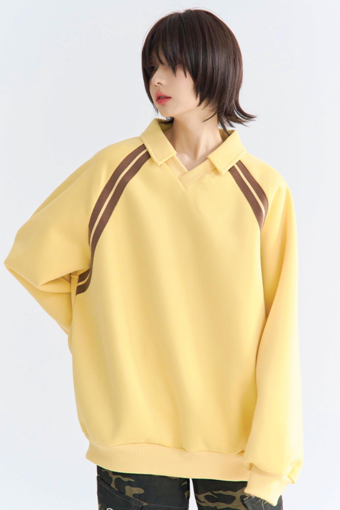 インサートストライプトップスリーブリラックス