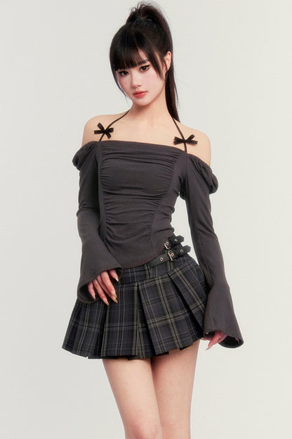 プリーツプレッピーチェックスカート