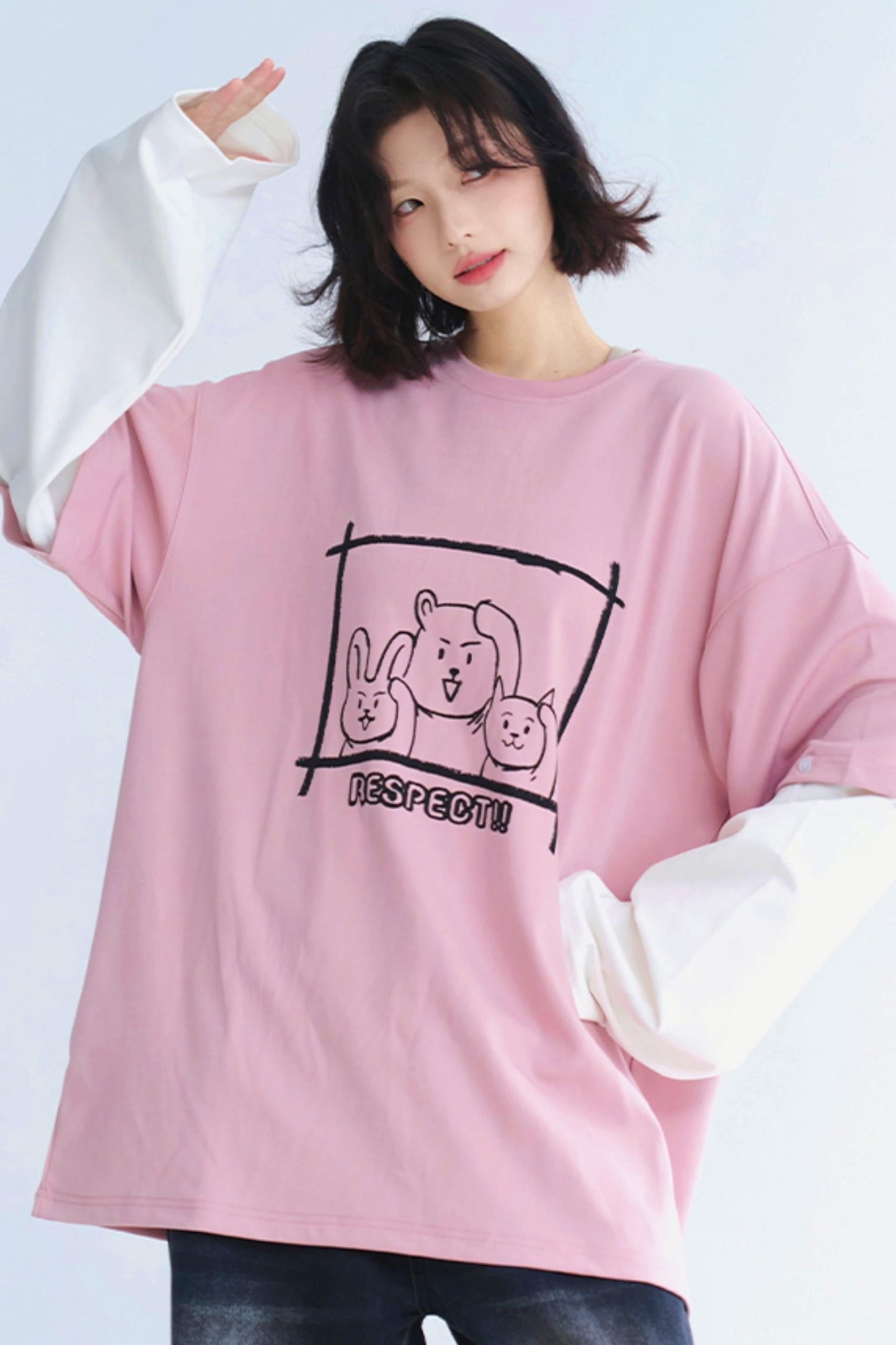 リラックスしたラウンドネックTシャツ レイヤードフィット