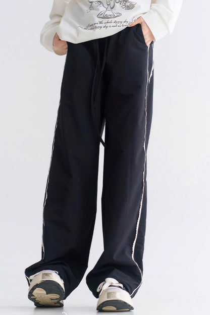 レーススタイルのスポーティカジュアルパンツ