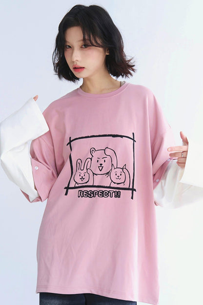 リラックスしたラウンドネックTシャツ レイヤードフィット