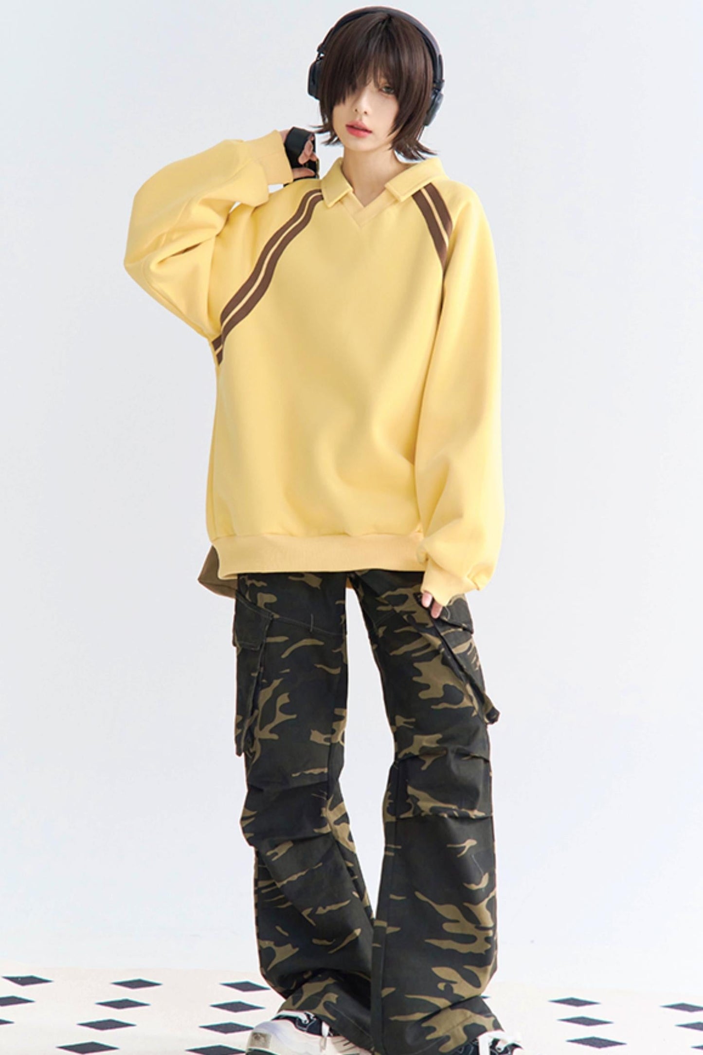 インサートトップストライプスリーブリラックス