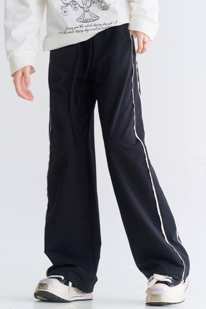 レーススタイルのスポーティカジュアルパンツ