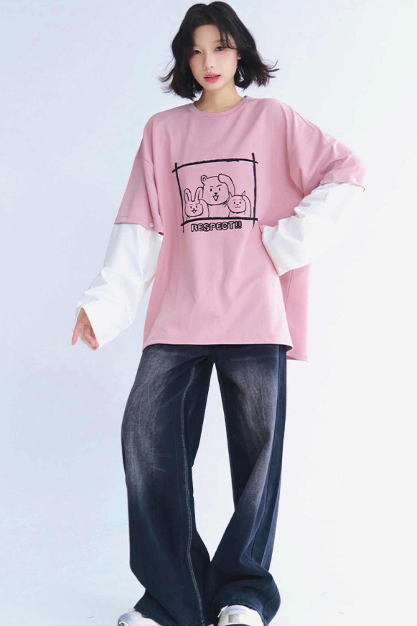 リラックスしたラウンドネックTシャツ レイヤードフィット