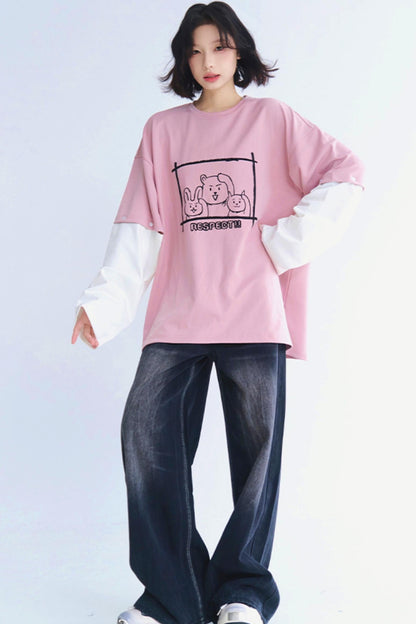 リラックスしたラウンドネックTシャツ レイヤードフィット