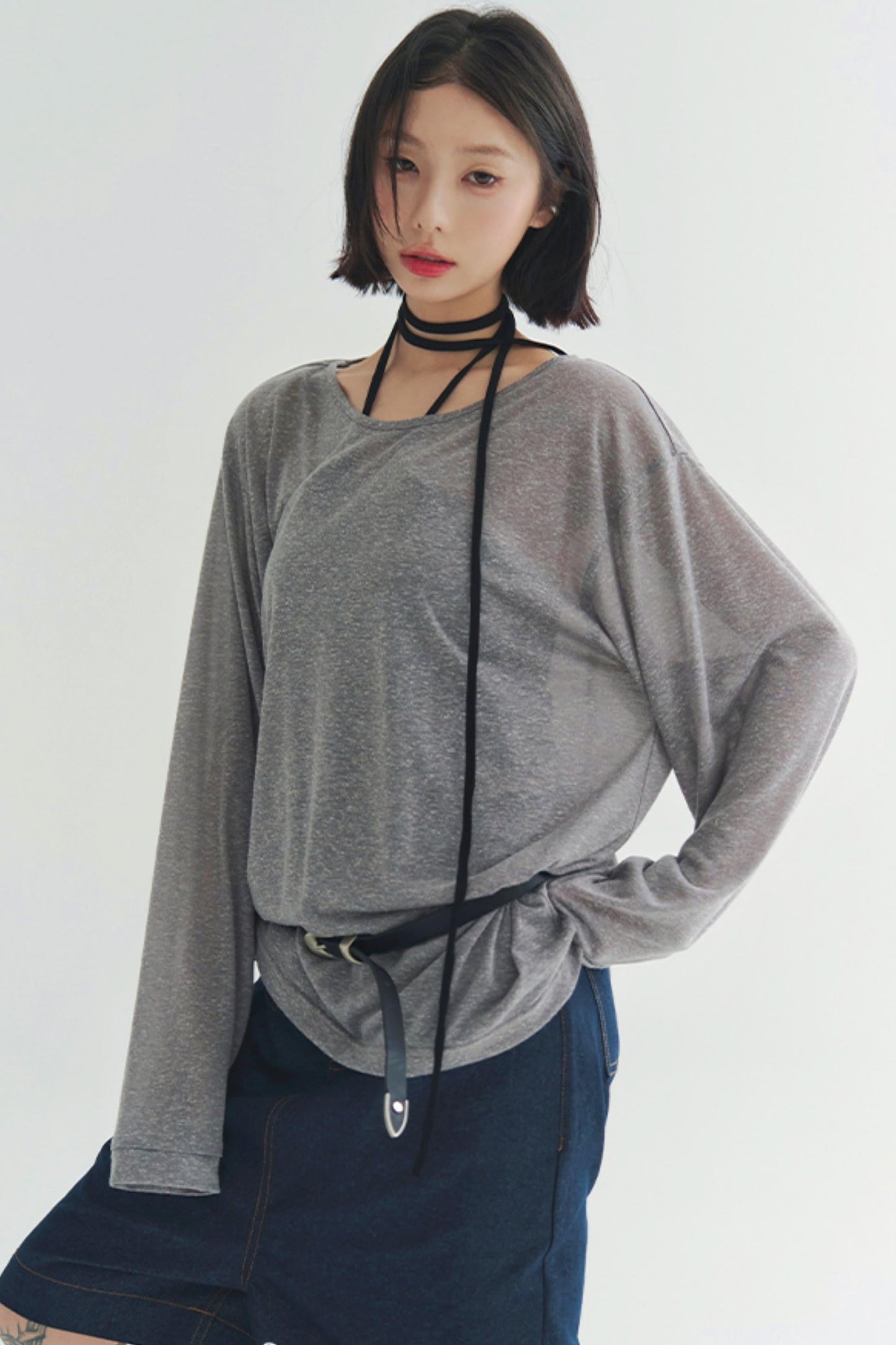 軽量シアーVネックTシャツ