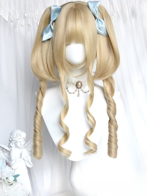 フルカーリーダブル、ローマン45CMウィッグ長さブロンド+クロークリップ前髪ポニーテール