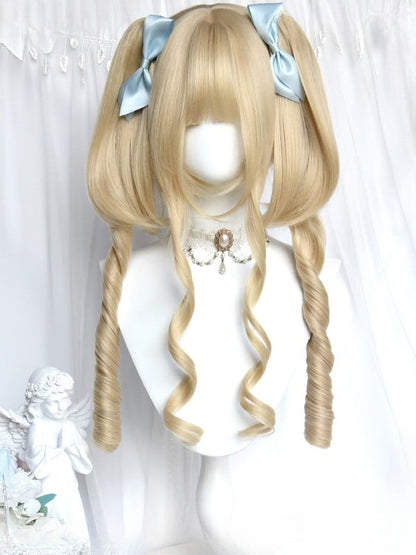 フルカーリーダブル、ローマン45CMウィッグ長さブロンド+クロークリップ前髪ポニーテール