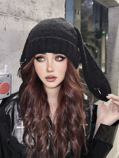 パンクスタッドブラックY2Kバニーイヤーハット