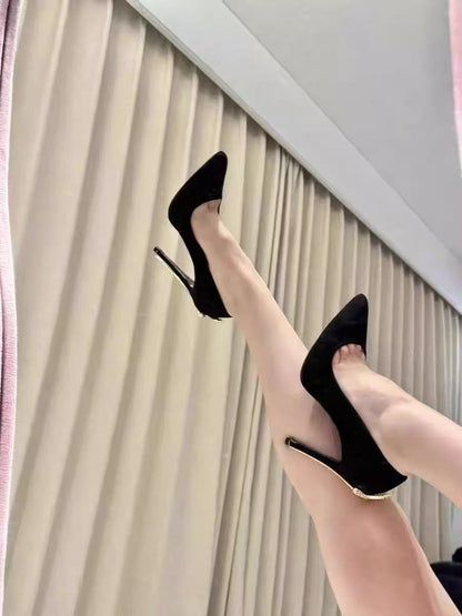 Gold Scepter 8cm Stiletto Heels – Patent Leather Pointed Toe Wide Size Pumps | LilyVow