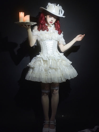 Lolita Lace-up Boned Corset White Details Gothic