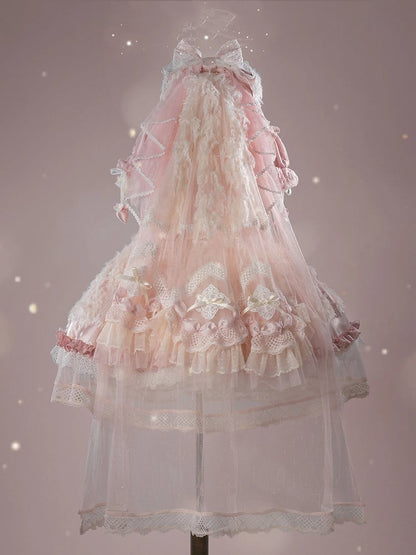 Style Sweet Theme OP Lace Hanayome Full Pink Dress Strawberry Set Lolita