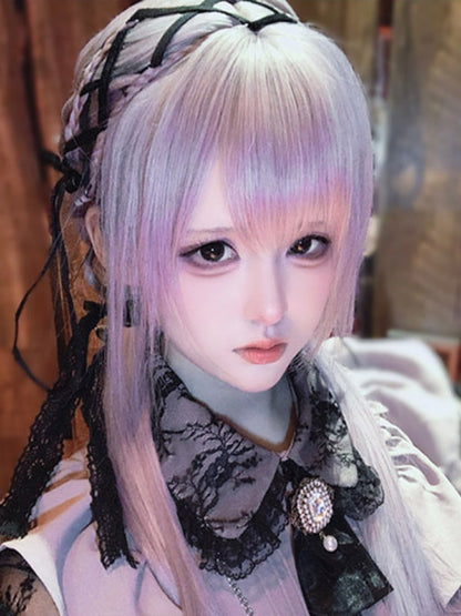 Wig Air Purple with Light Bangs Straight 65CM