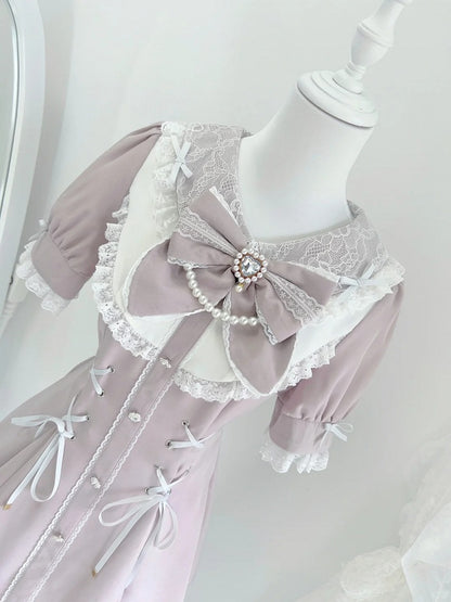 ミニドレス+ショーツ ジライディテール ホワイト レースアップウエスト ラインストーン装飾 ケイセット ピンク