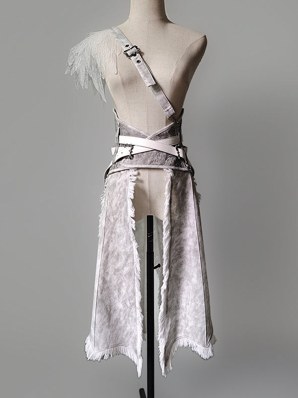 One-Shoulder with Gray Corset Ouji Lolita Strap Tailed Belt Detachable