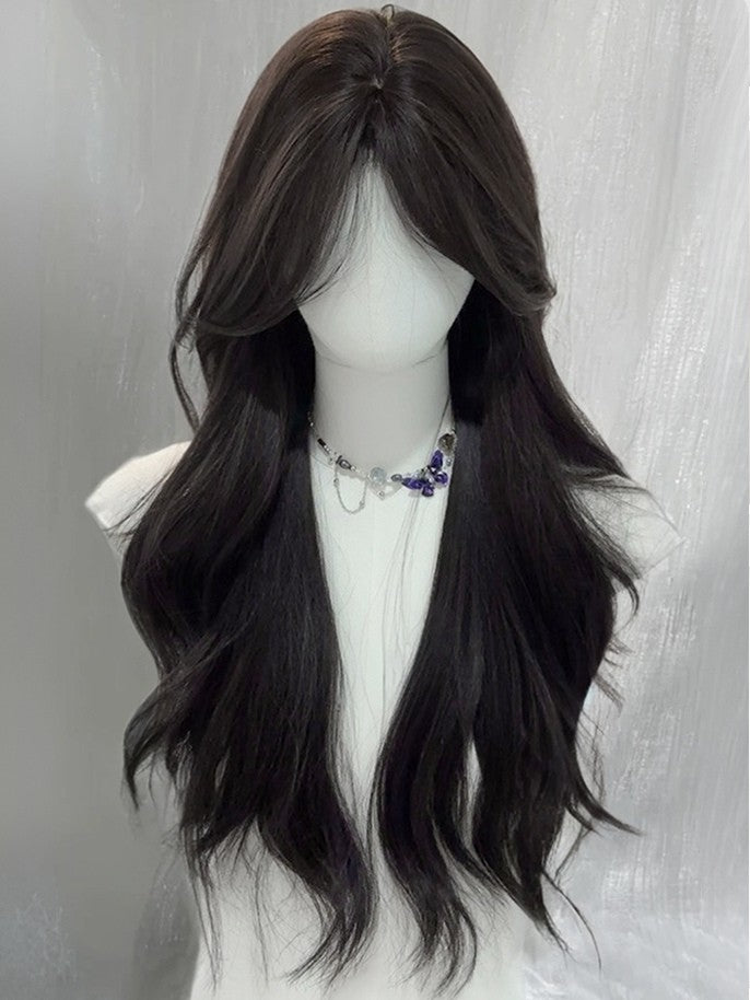 ウェーブの長さ、アンダーブラックウィッグ、前髪あり、ティーバスト