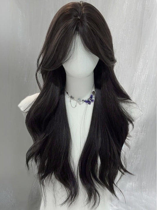 ウェーブの長さ、アンダーブラックウィッグ、前髪あり、ティーバスト