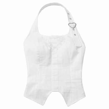 Abnehmbare Cups Weiß Neckholder Gepolstertes Hals Top mit