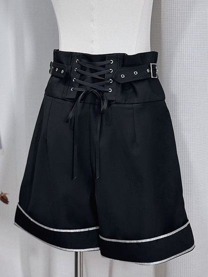 Lolita Ouji High Waist Schwarze Shorts mit geradem Bein