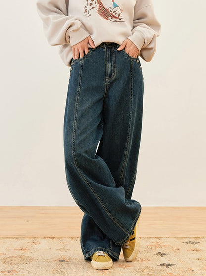 Seam Vintage - Trousers Center Front Denim High-waisted