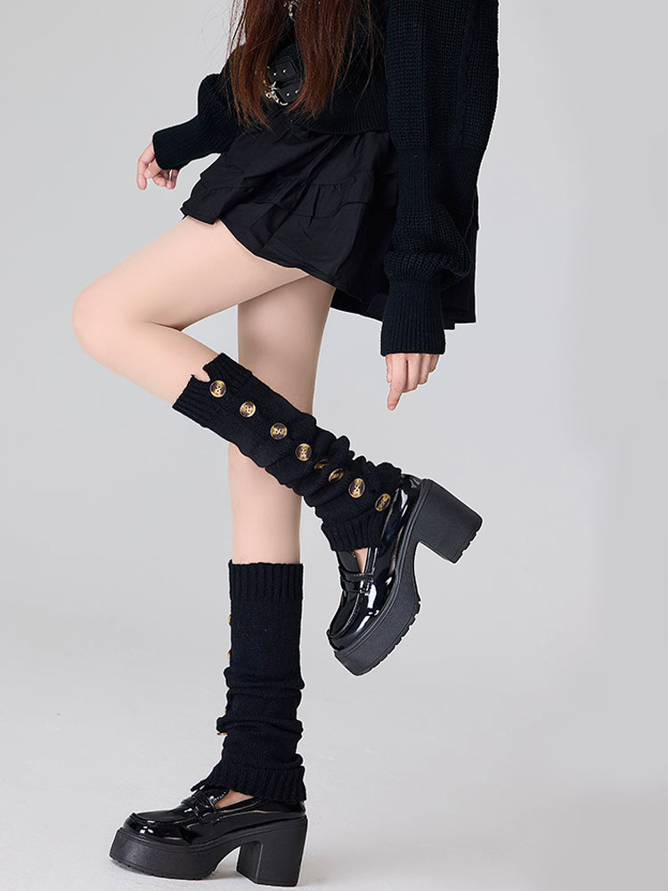 Knitted Leg Warmers With Buttons Design