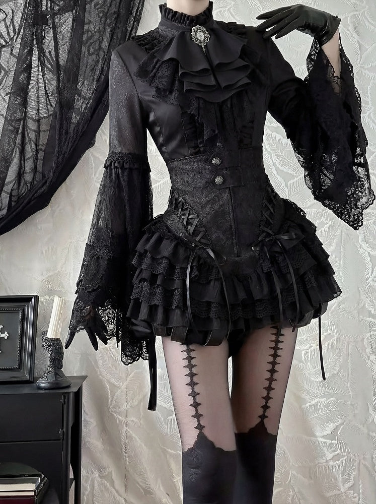 Layered Lace High-Waist Shorts with Gothic Charm - DevilInspired Exclusive Collection