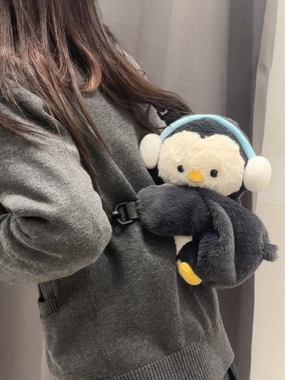 かわいいペンギンの黒いぬいぐるみバックパック/クロスボディ
