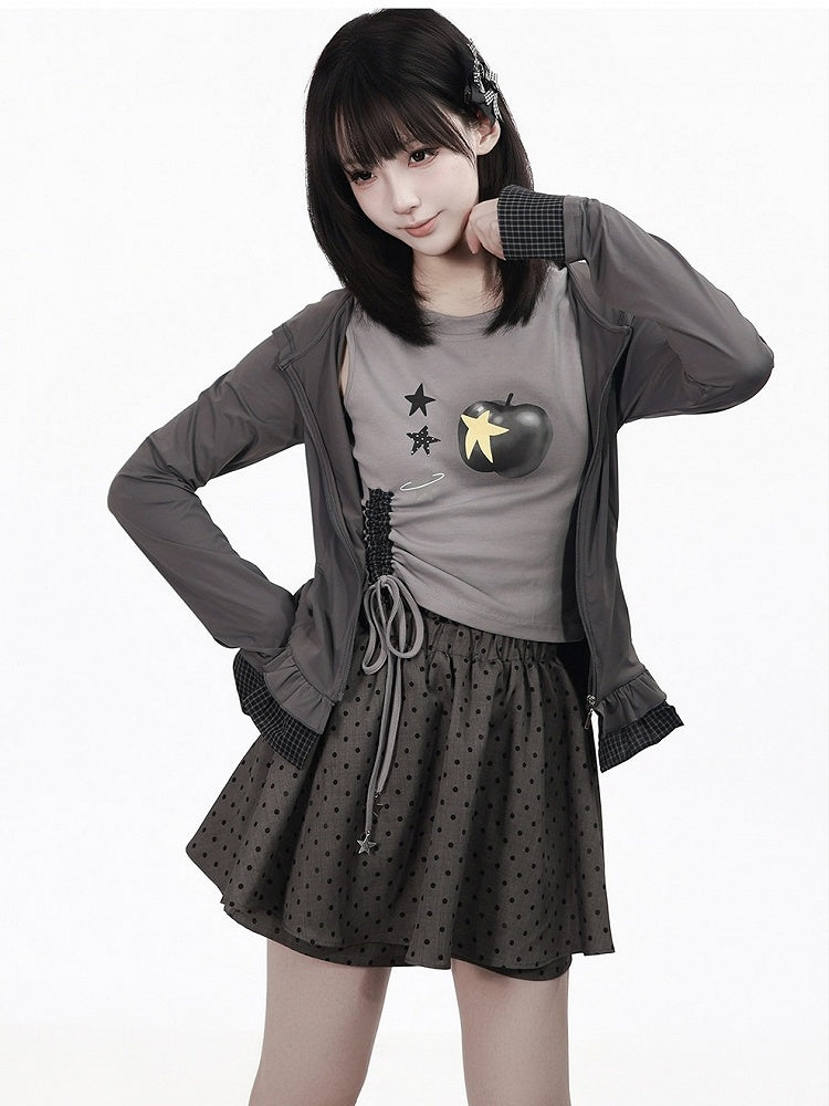 Dark Gray Polka Dot Skort - PINK SAVIOR