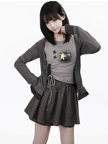 Dark Gray Polka Dot Skort - PINK SAVIOR