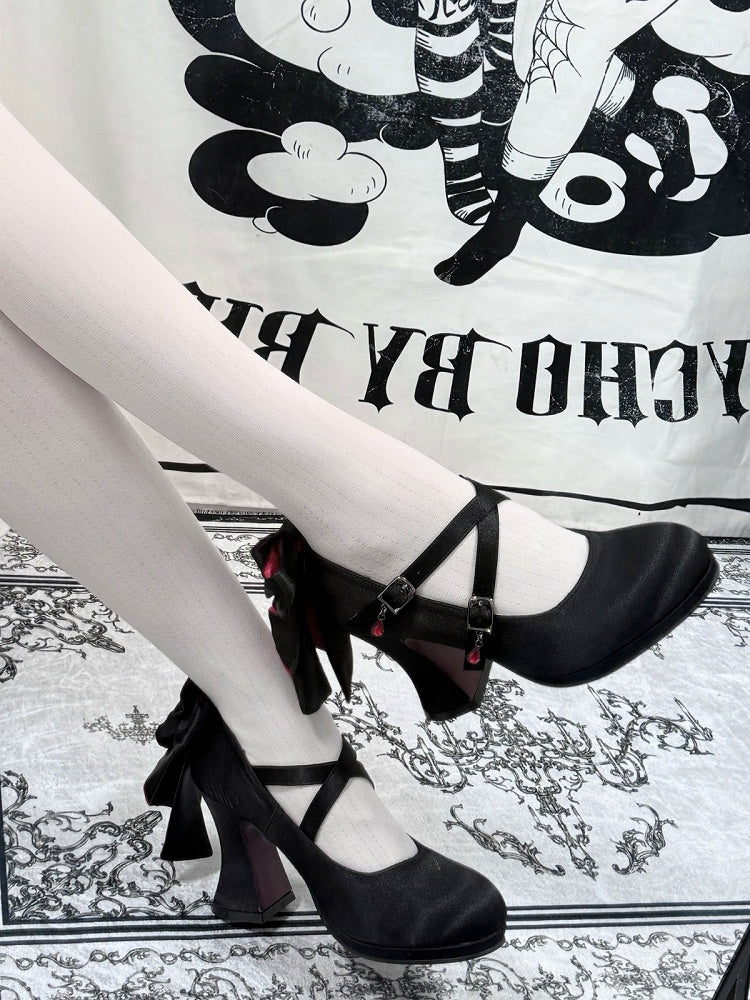 Gothic High Heels 8.8CM with Elegant Butterfly Bowknot Accents - GURURU