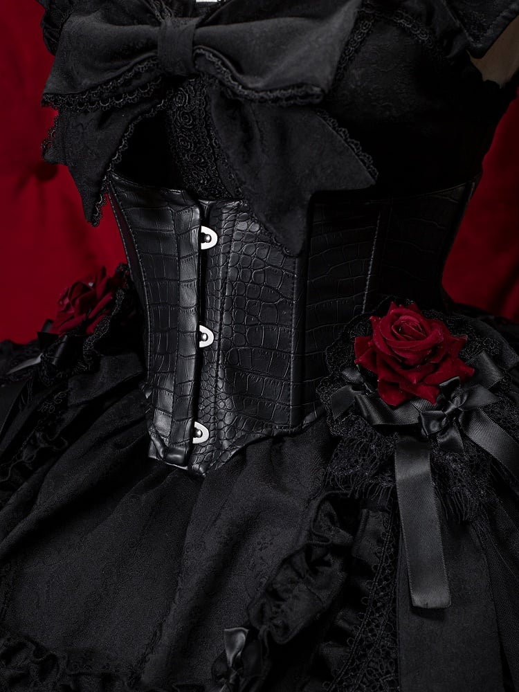 Lolita PU Gothic Leather Corset Black Belt
