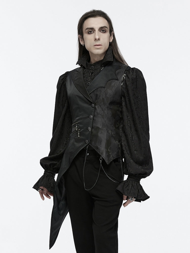 Black Men's Dark Goth Asymmetric Night Vest