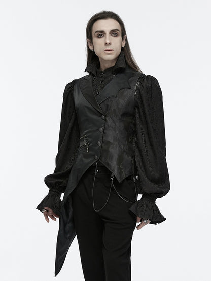 Vest Dark Men's Night Asymmetric Black Goth