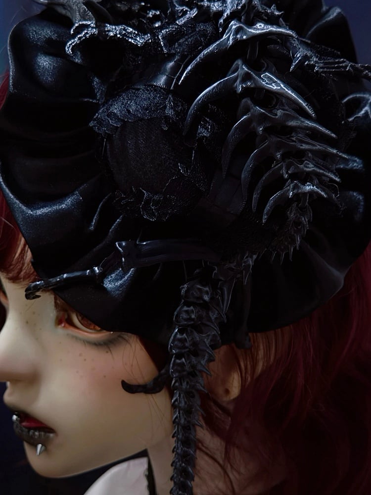 Gothic Bone Satin Mini Style Dragon Top Hat Skeleton Dark Clip