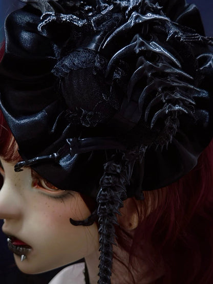 Gothic Bone Satin Mini Style Dragon Top Hat Skeleton Dark Clip
