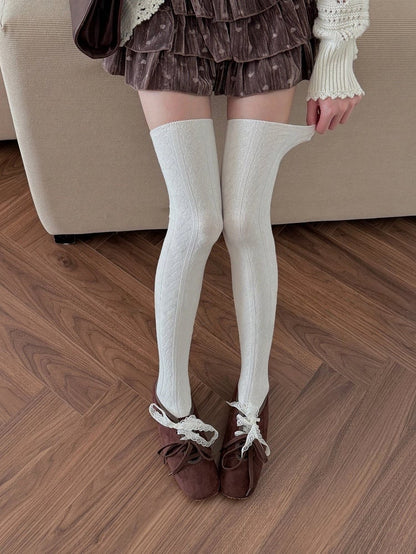 Knit Cable Over Knee Stockings