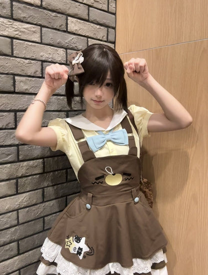 and Sailor Yellow Bow Shirt Collar Bear-Ear with