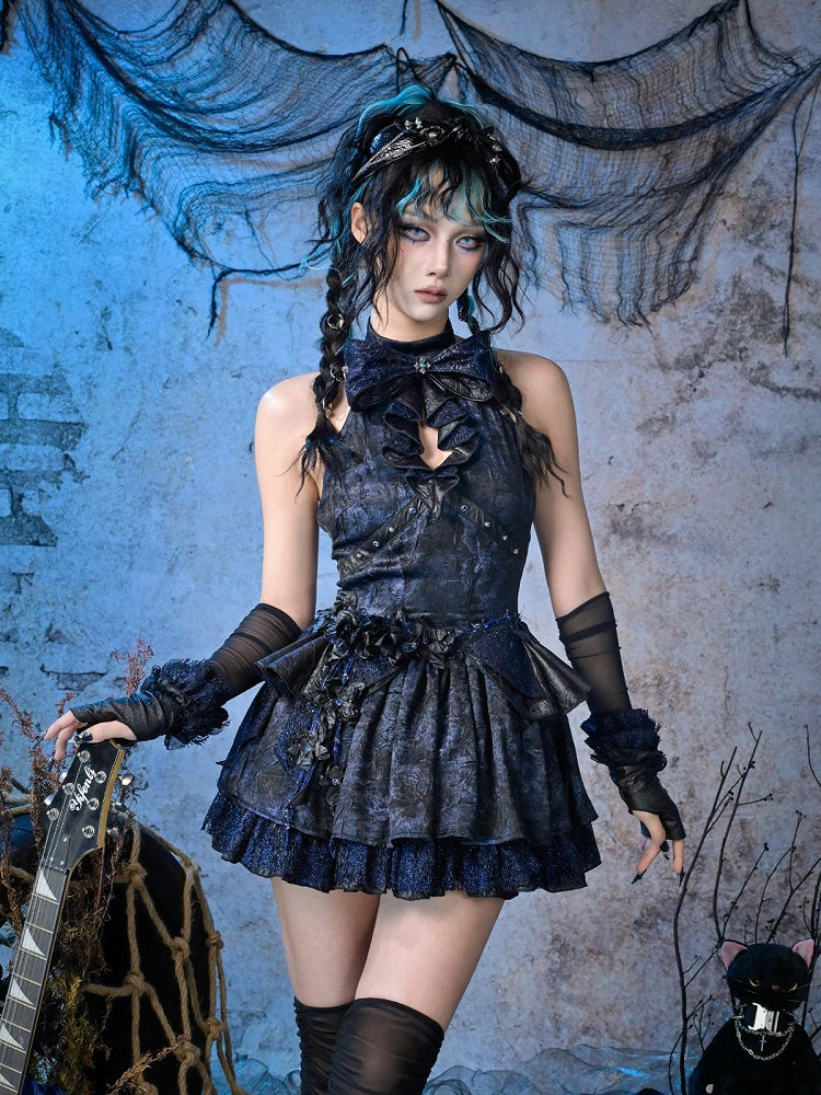 Girl Lace Dress and with Details Bow Punk