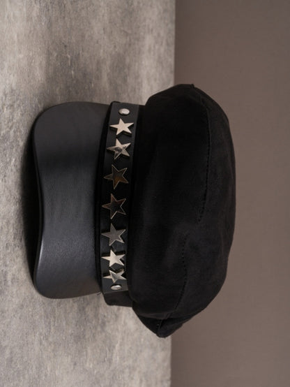 Studs Black Details Gothic Star-shaped Hat Beret