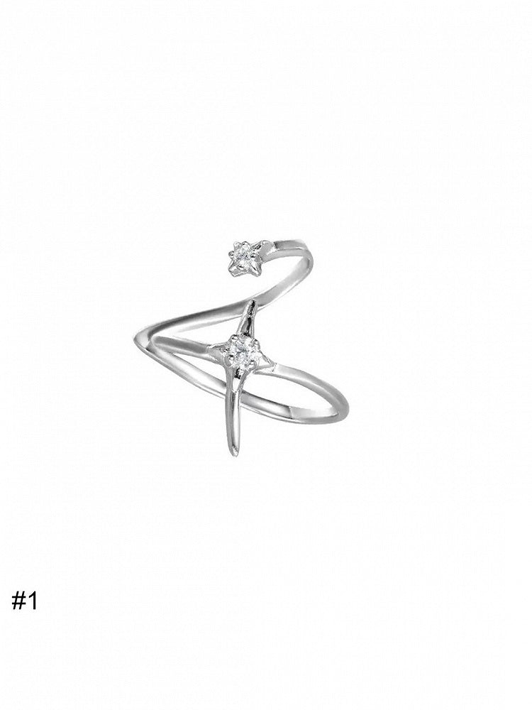 Silver Star Ear Cuff with Rhinestone Accents - Insomnia Artist