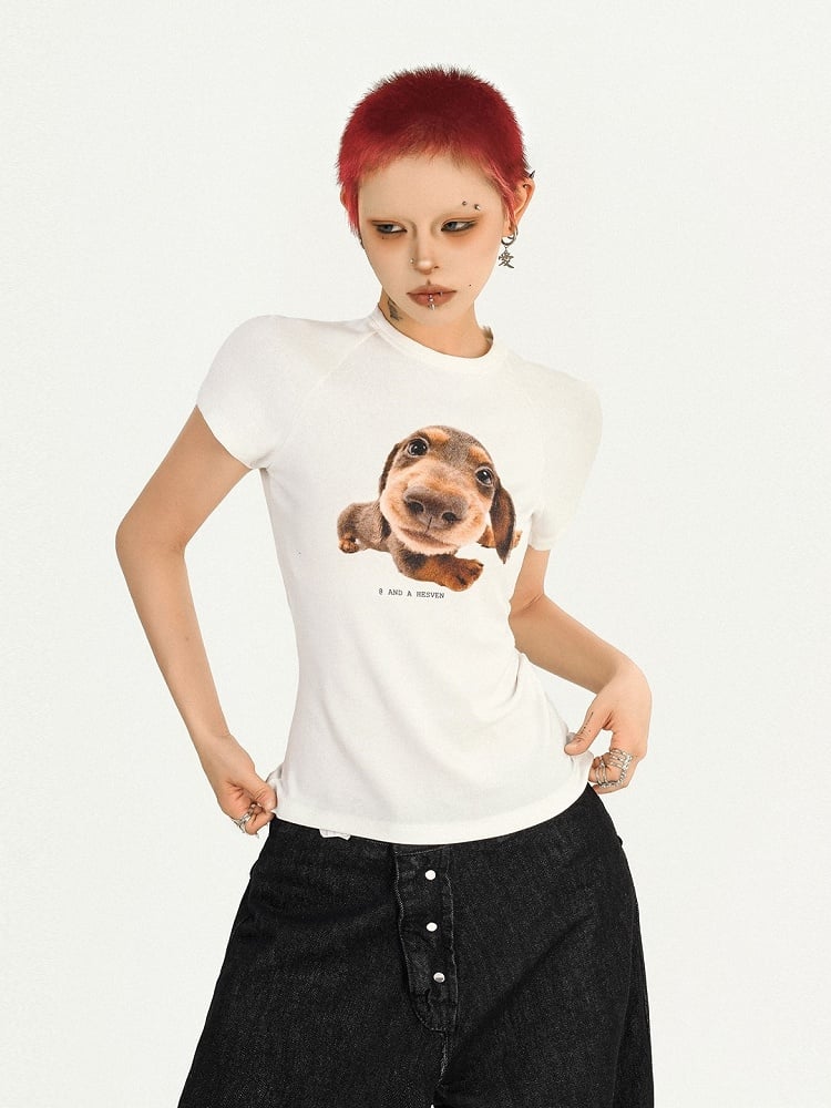 Puppy Slim-Fit T-shirt Punk Graphic White