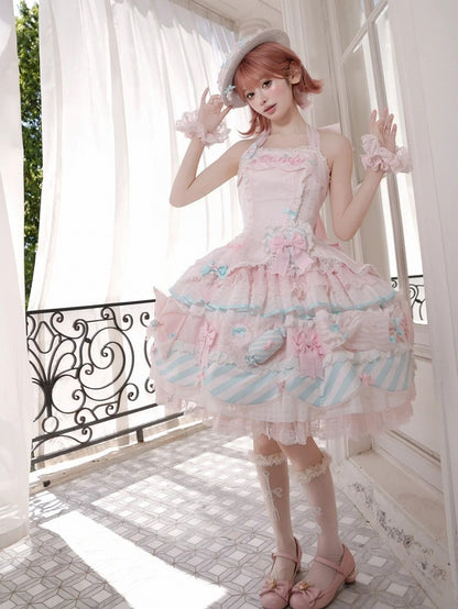 Pink & Blue Sweet Candy-themed Lolita JSK Dress - Meng Fu Zi